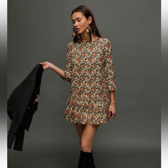 Free People Dresses & Skirts - NWT Free People The Avenue Floral Patterned Mini Dress with Ruffle Hem